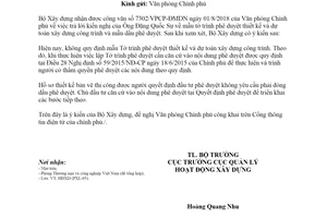 Công văn 139/BXD-HĐXD 2018 mẫu tờ trình phê duyệt thiết kế và dự toán xây dựng công trình