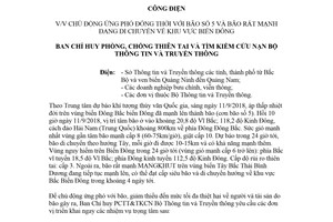 Công điện 3094/CĐ-PCTT&TKCN 2018 ứng phó bão số 5 và bão đang di chuyển về biển đông