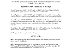 Quyết định 546/QÐ-UBDT 2018 Quy chế thực hiện dân chủ trong hoạt động của Ủy ban Dân tộc