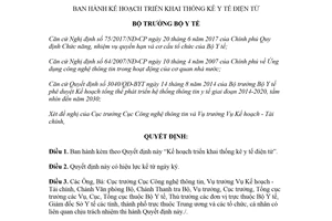 Quyết định 5454/QĐ-BYT 2018 Kế hoạch triển khai thống kê y tế điện tử