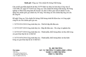 Công văn 7036/BNN-KHCN 2018 công bố 04 tiêu chuẩn quốc gia về công trình thủy lợi