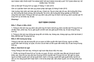 Thông tư liên tịch 02/2018/TTLT-VKSTC-TATC-BCA-BQP-BTC-BNN&PTNT giải quyết khiếu nại tố cáo