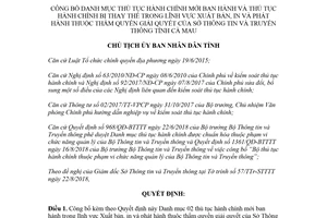 Quyết định 1349/QĐ-UBND 2018 thủ tục hành chính lĩnh vực Xuất bản thuộc Sở Thông tin Cà Mau