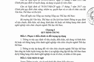 Thông tư 23/2018/TT-BVHTTDL hình thức thi thăng hạng chức danh chuyên ngành Thể dục thể thao