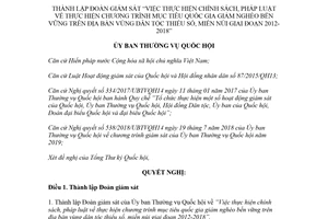 Nghị quyết 574/NQ-UBTVQH14 2018 thành lập Đoàn giám sát Việc thực hiện giảm nghèo ở miền núi