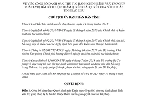 Quyết định 1528/QĐ-UBND 2018 thủ tục hành chính trợ giúp pháp lý Sở Tư pháp Bạc Liêu