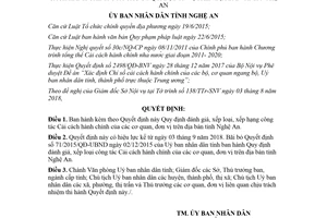 Quyết định 35/2018/QĐ-UBND xép loại công tác Cải cách hành chính cơ quan đơn vị Nghệ An