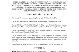 Quyết định 21/2018/QĐ-UBND bãi bỏ Quyết định 72/2015/QĐ-UBND Lào Cai