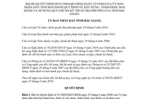 Quyết định 25/2018/QĐ-UBND bãi bỏ Quyết định 91/2009/QĐ-UBND Bắc Giang