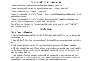 Quyết định 38/2018/QĐ-UBND diện tích đất tối thiểu được tách thửa đối với các loại đất Bến Tre