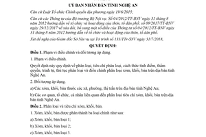 Quyết định 34/2018/QĐ-UBND quy định tiêu chí phân loại xóm khối bản Nghệ An