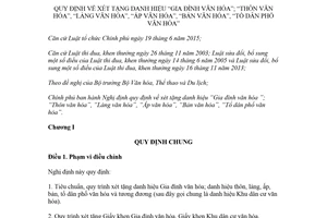 Nghị định 122/2018/NĐ-CP quy định về xét tặng danh hiệu Gia đình văn hóa Thôn văn hóa