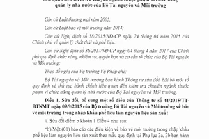 Thông tư 03/2018/TT-BTNMT sửa đổi thủ tục hành chính về kiểm tra chuyên ngành Bộ Tài nguyên