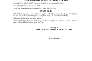 Quyết định 1445/QĐ-CTN 2018 cho thôi quốc tịch Việt Nam công dân Lee Yu My