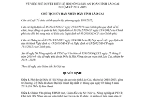 Quyết định 2645/QĐ-UBND 2018 phê duyệt Điều lệ Hội Nông sản an toàn Lào Cai 2018 2023