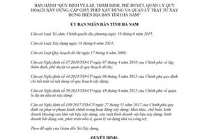 Quyết định 29/2018/QĐ-UBND quản lý quy hoạch xây dựng cấp giấy phép xây dựng Hà Nam