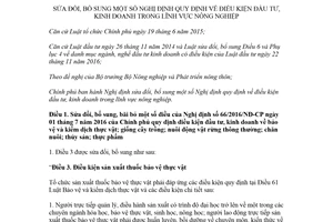 Nghị định 123/2018/NĐ-CP sửa đổi Nghị định về điều kiện đầu tư kinh doanh trong nông nghiệp