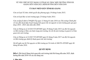 Quyết định 1710/QĐ-UBND 2018 phê duyệt Mạng lưới quan trắc môi trường Hà Giang 2025 2030