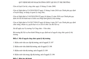 Thông tư 09/2018/TT-BNV quy định mã số ngạch công chức quản lý thị trường