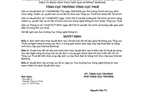 Quyết định 1403/QĐ-TCT 2018 trao đổi dữ liệu nộp thuế điện tử nộp qua Internet Banking