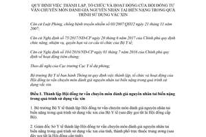 Thông tư 24/2018/TT-BYT tổ chức Hội đồng đánh giá nguyên nhân tai biến nặng khi dùng vắc xin