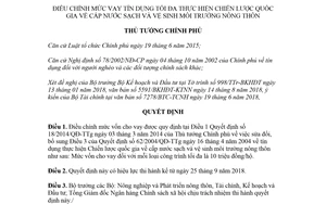 Quyết định 1205/QĐ-TTg 2018 mức vay tín dụng tối đa thực hiện chiến lược quốc gia về cấp nước sạch