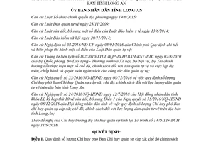 Quyết định 44/2018/QĐ-UBND quy định số lượng Chỉ huy phó Ban Chỉ huy quân sự cấp xã Long An