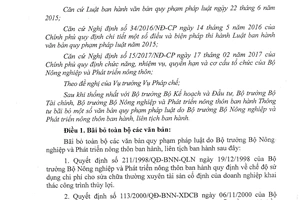 Thông tư 09/2018/TT-BNNPTNT bãi bỏ văn bản pháp luật của Bộ Nông nghiệp