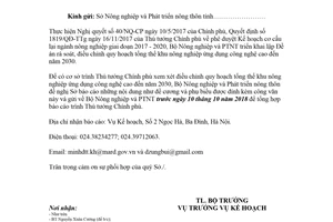 Công văn 7130/BNN-KH 2018 rà soát quy hoạch tổng thể khu nông nghiệp công nghệ cao 2030