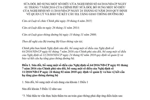 Nghị định 125/2018/NĐ-CP sửa đổi Nghị định 64/2016/NĐ-CP kết cấu hạ tầng giao thông đường bộ