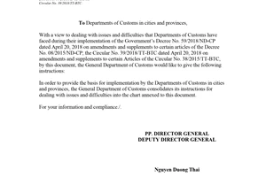 Official Dispatch 4787/TCHQ-TXNK 2018 difficulties arising implementation Decree 59/2018/ND-CP