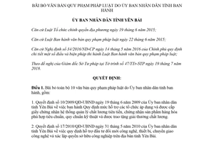 Quyết định 13/2018/QĐ-UBND bãi bỏ văn bản quy phạm pháp luật Yên Bái