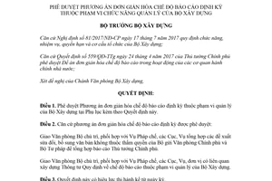 Quyết định 1163/QĐ-BXD 2018 Phương án đơn giản hóa chế độ báo cáo định kỳ của Bộ Xây dựng