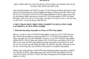 Kế hoạch 6355/KH-BNN-KTHT 2018 hợp tác xã ứng dụng công nghệ cao trong sản xuất nông sản