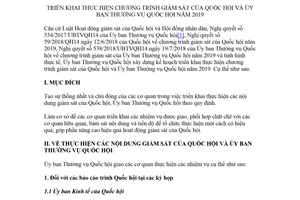 Kế hoạch 313/KH-UBTVQH14 2018 thực hiện chương trình giám sát của Quốc hội