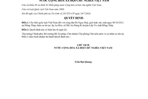 Quyết định 1469/QĐ-CTN 2018 cho thôi quốc tịch Việt Nam đối với công dân Pu Ngọc Huệ