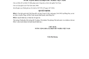 Quyết định 1474/QĐ-CTN 2018 cho thôi quốc tịch Việt Nam đối với ông Vòng Cá Sồi