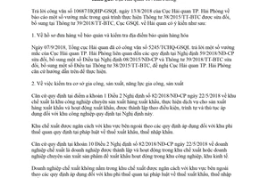 Công văn 2895/GSQL-GQ1 2018 vướng mắc Thông tư 39/2018/TT-BTC quy định thủ tục hải quan