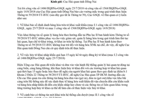 Công văn 2897/GSQL-GQ1 2018 vướng mắc thực hiện Thông tư 39/2018/TT-BTC tờ khai xuất khẩu