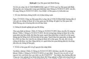 Công văn 2896/GSQL-GQ1 2018 vướng mắc Thông tư 39/2018/TT-BTC về thủ tục hải quan