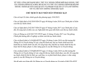 Quyết định 1555/QĐ-UBND 2018 công bố danh mục thủ tục hành chính Sở Thông tin Bắc Kạn