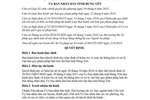 Quyết định 34/2018/QĐ-UBND rà soát hệ thống hóa xử lý văn bản quy phạm pháp luật Hưng Yên