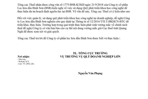 Công văn 3894/TCT-DNL 2018 sử dụng quỹ phát triển khoa học công nghệ