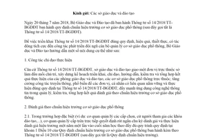 Công văn 4529/BGDĐT-NGCBQLGD 2018 hướng dẫn thực hiện Thông tư 14/2018/TT-BGDĐT