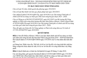 Quyết định 18/2018/QĐ-UBND sửa đổi Khoản 1 Điều 6 Quyết định 19/2016/QĐ-UBND Vĩnh Long