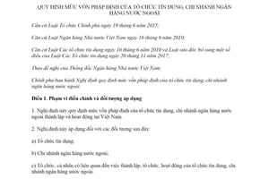Nghị định 86/2019/NĐ-CP mức vốn pháp định của tổ chức tín dụng chi nhánh ngân hàng nước ngoài