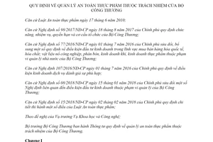 Circular 43/2018/TT-BCT stipulating food safety management by the Ministry of Industry and Trade
