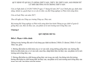 Thông tư 26/2018/TT-BNNPTNT quy định về quản lý giống thủy sản thức ăn thủy sản