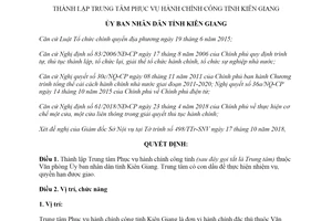 Quyết định 2468/QĐ-UBND 2018 thành lập Trung tâm Phục vụ hành chính công tỉnh Kiên Giang