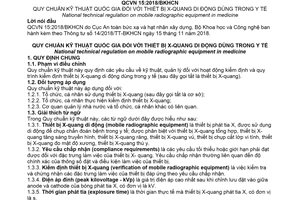 Quy chuẩn kỹ thuật quốc gia QCVN 15:2018/BKHCN về Thiết bị X-quang di động dùng trong y tế